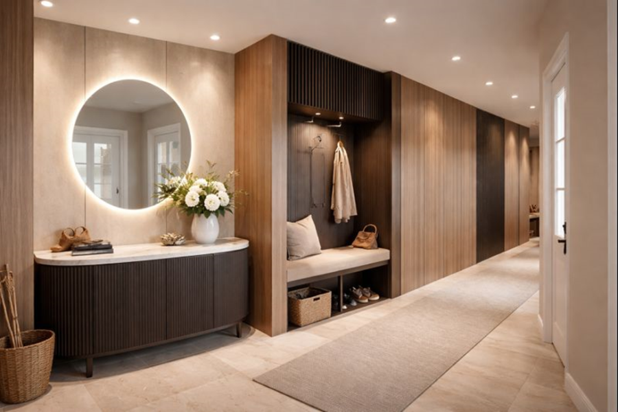 Hallway and Entry Foyer Design Ideas Using Laminated Wall Panels